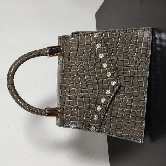 Croc Embossed Faux Leather Mini Satchel - Picture 1 of 7